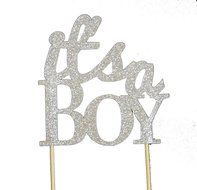 All About Details Silver It&#039;s-a-boy Cake Topper