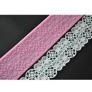 FOUR-C Decorating Supplies Impression Lace Pad Silicone Mat for Cake Making Color Pink N2