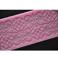 FOUR-C Decorating Supplies Impression Lace Pad Silicone Mat for Cake Making Color Pink N3