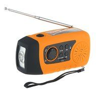 Tsonmall Solar Hand Crank Self Powered Emergency FM Radio WIth 1 LED Flashlight Orange