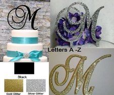 Monogram Inital Letter Acrylic Cake Topper Wedding A B C D E F G H I J K L M N O P Q R S T U V W X Y Z &amp; (F, Glittery... N2