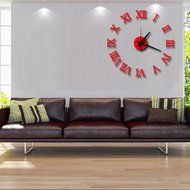 MuLuo DIY Acrylic mirror wall clock 3D Roman numerals design&amp;Home Decor stickers wall Watches black