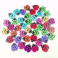 MuLuo 100pcs/Pack Ladybird Beetle Buttons Wooden Buttons