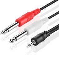 TNP Premium 3.5mm TRS to Dual 1/4 Inch TS Audio Cable (6FT) - Male 3.5mm 1/8" Stereo AUX Auxiliary to 6.35mm 1...