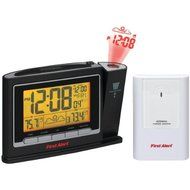 FIRST ALERT SFA2800 Radio-Controlled Weather Station Projection Clock Radio with Wireless Sensor