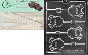 Cybrtrayd 45St25-B062 Baby One Size Lolly Chocolate Candy Mold with 25-Pack 4.5-Inch Lollipop Sticks