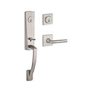 Baldwin DCMIAXTUBLCSR150 Reserve Double Cylinder Handleset Miami x Tube with Contemporary Square Rose, Satin Nickel...