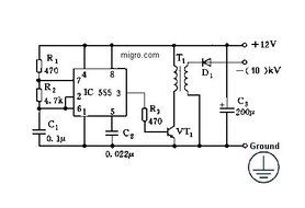 12V NEGATIVE ION GENERATOR High Voltage ionizer 9.5Kv Module N2