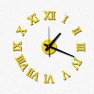MuLuo DIY Acrylic mirror wall clock 3D Roman numerals design&amp;Home Decor stickers wall Watches black N4