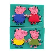 Yunko Peppa Pig Family 4 Cavity Silicone Fondant Cupcake Decorating Tools Gum Paste Candy Mold