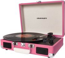 Crosley CR8005D-PI Cruiser Deluxe Portable 3-Speed Turntable with Bluetooth, Pink N32