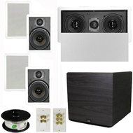 Theater Solutions 5.1 Home Theater 6.5" Speaker Set with Center, 15" Powered Sub and More TS65WL51SET8
