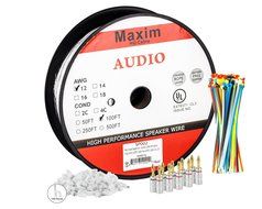 In Wall Speaker Wire | 100 Feet | 12AWG CL3 Rated 2-Conductor Wire White Oxygen Free Copper includes banana plugs... N17