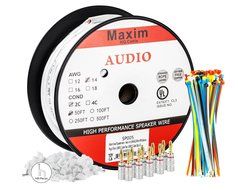 In Wall Speaker Wire | 100 Feet | 12AWG CL3 Rated 2-Conductor Wire White Oxygen Free Copper includes banana plugs... N23