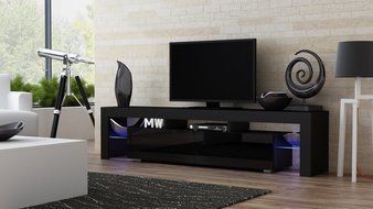 TV Stand MILANO 200 Black Body / Modern LED TV Cabinet / Living Room Furniture / Tv Cabinet fit for up to 90-inch... N3