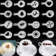 HENGSONG Coffee Machine Barista Stencils Template Strew Spray Print 16-piece