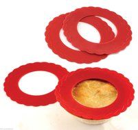 Justcharms Norpro 3280 Mini Red Silicone Pie Pan Shields Set of 4 Fits mini pies 5" to 6"