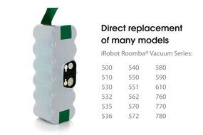 Tenergy Replacement Battery for iRobot R3 500, 600, 700 &amp; 800 series 14.4V APS Battery N19