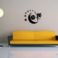EverTrust(TM) real hot sale quartz watch wall clock 3d stickers mirror fairy moon decal home decoration decor... N3