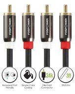 FosPower (6 Feet) 2 RCA M/M Stereo Audio Cable [24K Gold Plated | Copper Core] 2RCA Male to 2RCA Male [Left /... N10