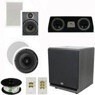 Theater Solutions 5.1 Home Theater 8" and 6.5" Speaker Set with Center, 12" Powered Sub and More TS6W8CC51SET7