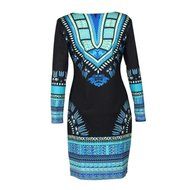 Women Dress,Haoricu Women Traditional African Print Dashiki Bodycon Sexy Long Sleeve Dress N10