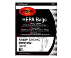 Envirocare Riccar Type B Bags for 8000, 8900 HEPA w/closure