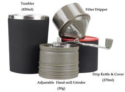 Portable Burr Manual Ceramic Adjustable All in One Coffee Grinder Mug (black) N2