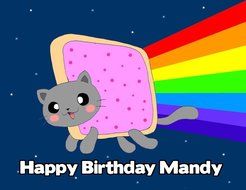 Nyan the Cat Rainbow Image Photo Cake Topper Sheet Personalized Custom Customized Birthday Party - 1/4 Sheet -...