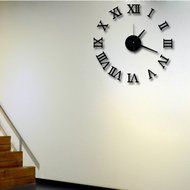 MuLuo DIY Acrylic mirror wall clock 3D Roman numerals design&amp;Home Decor stickers wall Watches black N5