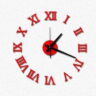 MuLuo DIY Acrylic mirror wall clock 3D Roman numerals design&amp;Home Decor stickers wall Watches black N6
