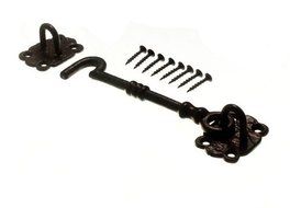Cabin Hook And Eye 150Mm 6 Inch Black Antique With Screws by ONESTOPDIY