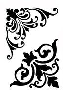 2 designs Stencil Corner Flourish Shabby Chic Vintage A4 210x297mm Damask furniture French wall art by Solitarydesign N2
