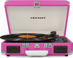 Crosley CR8005D-PI Cruiser Deluxe Portable 3-Speed Turntable with Bluetooth, Pink N43