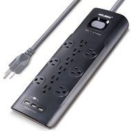HOLSEM 5 Outlets Surge Protector Power Strip with 2 USB Charging Ports (5V/2.1A) and 4&#039; Heavy Duty Extension Cord...