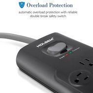 HOLSEM 5 Outlets Surge Protector Power Strip with 2 USB Charging Ports (5V/2.1A) and 4&#039; Heavy Duty Extension Cord... N2
