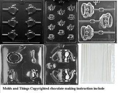 Tea cup chocolate candy mold, tea pot chocolate candy mold With &copy; Candy Making Instruction + 50 lollipop sticks