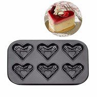 6 Holes Non-Stick Stainless Steel Cake Pan Heart Shape Cheese Bread Jelly Muffin Mold Baking Tool