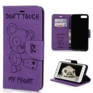 iPhone 7 Plus Case (5.5 inch) - Wallet Flip Stand Case Embossed Cute Bear PU Leather Case Shockproof TPU Inner... N33