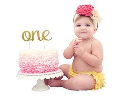 PoshPeanut One Cake Top Handmade in the USA 1st Birthday Cake Topper Beautiful Decoration in Cursive