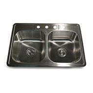 Nantucket Sinks NS3322-DE-9 33-Inch Drop-In Double Bowl Stainless Steel Kitchen Sink by Nantucket Sinks