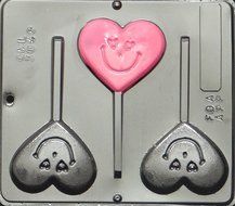 Heart with Smiley Face Lollipop Chocolate Candy Mold Valentines Day 3048