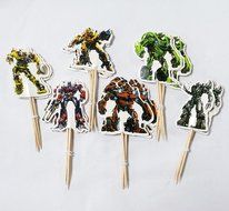 Yunko 24 Pcs Transformers Party Fun Cup Cake Decorative Toppers Cupcake Decorating Tools for Party:Optimus Prime...