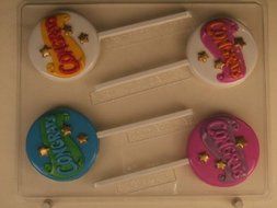 Congrats on scroll w/ scattered stars on round G019 Graduation Chocolate Candy Mold