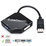 CableDeconn Multi-Function Big DisplayPort DP2 To HDMI VGA DVI Cable Converter Adapter N5