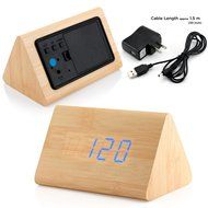 GEARONIC TM Modern Triangle Wood LED Wooden Alarm Digital Desk Clock Thermometer Classical Timer Calendar Updated... N9