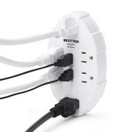 Bestten 6 Outlet Socket Wall Mount Surge Protector with Dual USB 3.1A Port Wall Charger N9