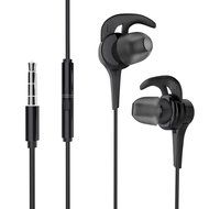 Vomach Earhook Headphones In Ear Earbuds for Running Wired Earphones with Mic Cable Clip Included Black N3