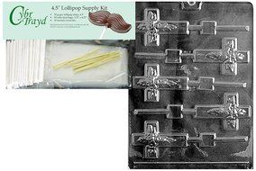 Cybrtrayd R023 Cross Lolly Chocolate Candy Mold with Exclusive Cybrtrayd Copyrighted Chocolate Molding Instructions... N3