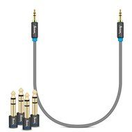 Aurum Cables Male to Male 3.5mm Universal 24K Gold Plated Auxiliary Audio Stereo Cable with 4 6.35mm Male to 3.5mm... N16